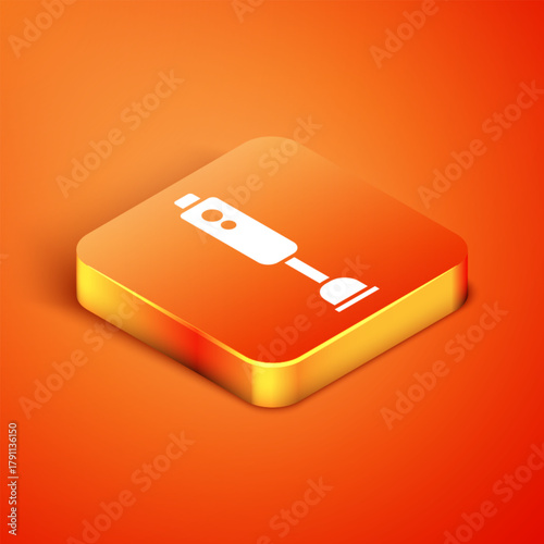 Isometric Blender icon isolated on orange background. Kitchen electric stationary blender with bowl. Cooking smoothies, cocktail or juice. Vector