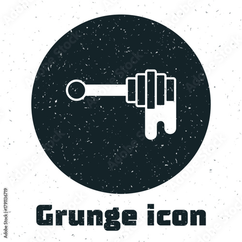 Grunge Honey dipper stick with dripping honey icon isolated on white background. Honey ladle. Monochrome vintage drawing. Vector