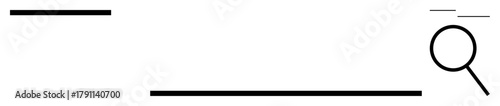 Magnifying glass hovering over horizontal lines representing text, search, or investigation. Ideal for discovery, research, analysis, problem-solving, learning, business clarity simple flat metaphor