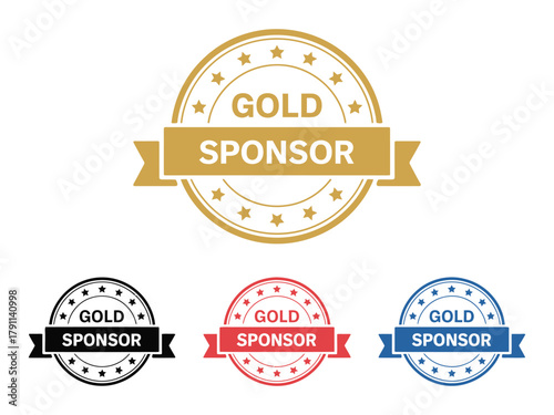 Gold sponsor emblem design with different color variations for branding and recognition.