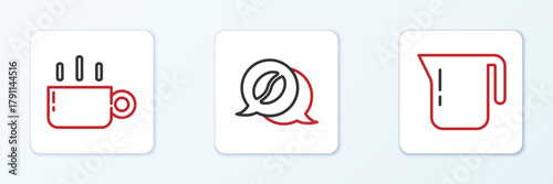 Set line Coffee pot, cup and and conversation icon. Vector