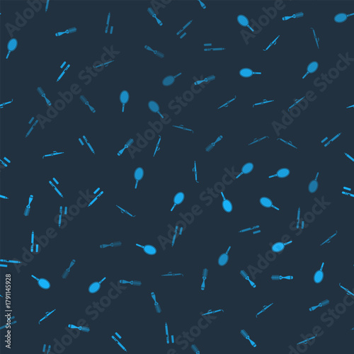 Set Hairbrush, Hand mirror, Curling iron and Eyeliner, eyebrow on seamless pattern. Vector