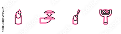 Set line Manicure, Nail manicure, False nails and file icon. Vector
