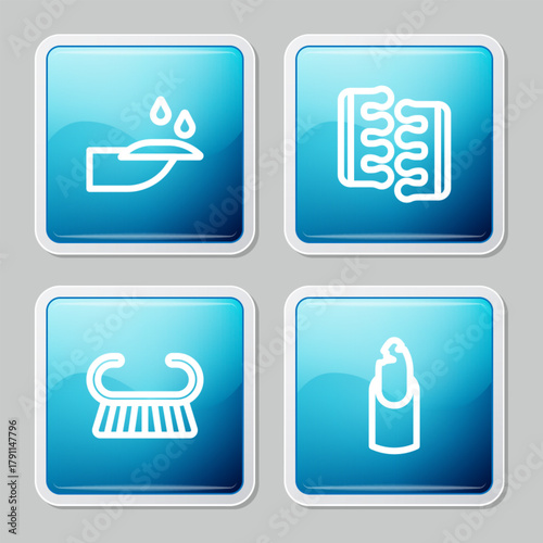 Set line Nail manicure, Toe separator for pedicure, Pedicure brush grater and Broken nail icon. Vector