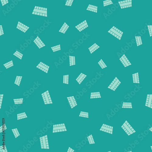 Green Sauna bucket icon isolated seamless pattern on green background. Vector