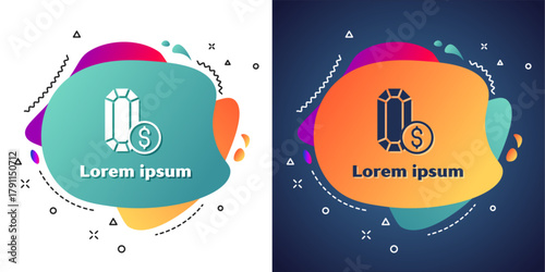 White Jewelry online shopping icon isolated on white and blue background. Abstract banner with liquid shapes. Vector