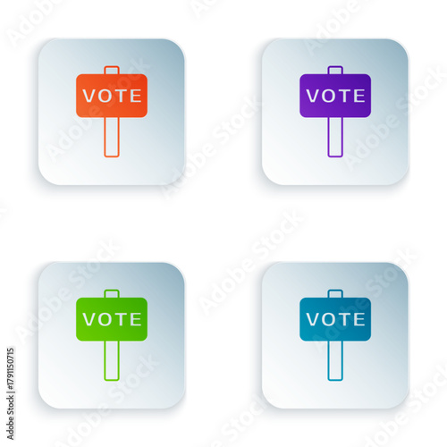 Color Vote icon isolated on white background. Set colorful icons in square buttons. Vector