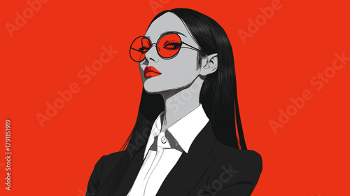 Confident business woman illustration flat vector design