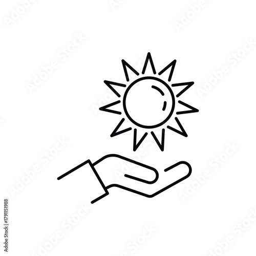 Sun protection line icon. Skin care sign. Quality design element. Classic style uv protection. Editable stroke. Vector