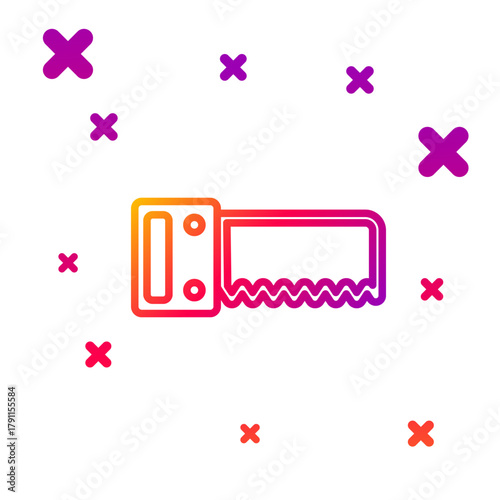Color line Hand saw icon isolated on white background. Gradient random dynamic shapes. Vector