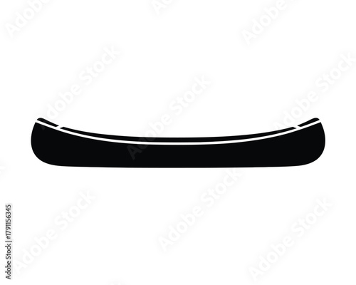 Canoe boat black silhouette icon isolated on white background