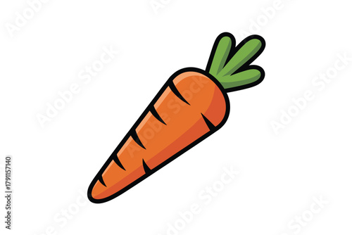 Vibrant healthy orange carrot with fresh green leaves vector illustration icon