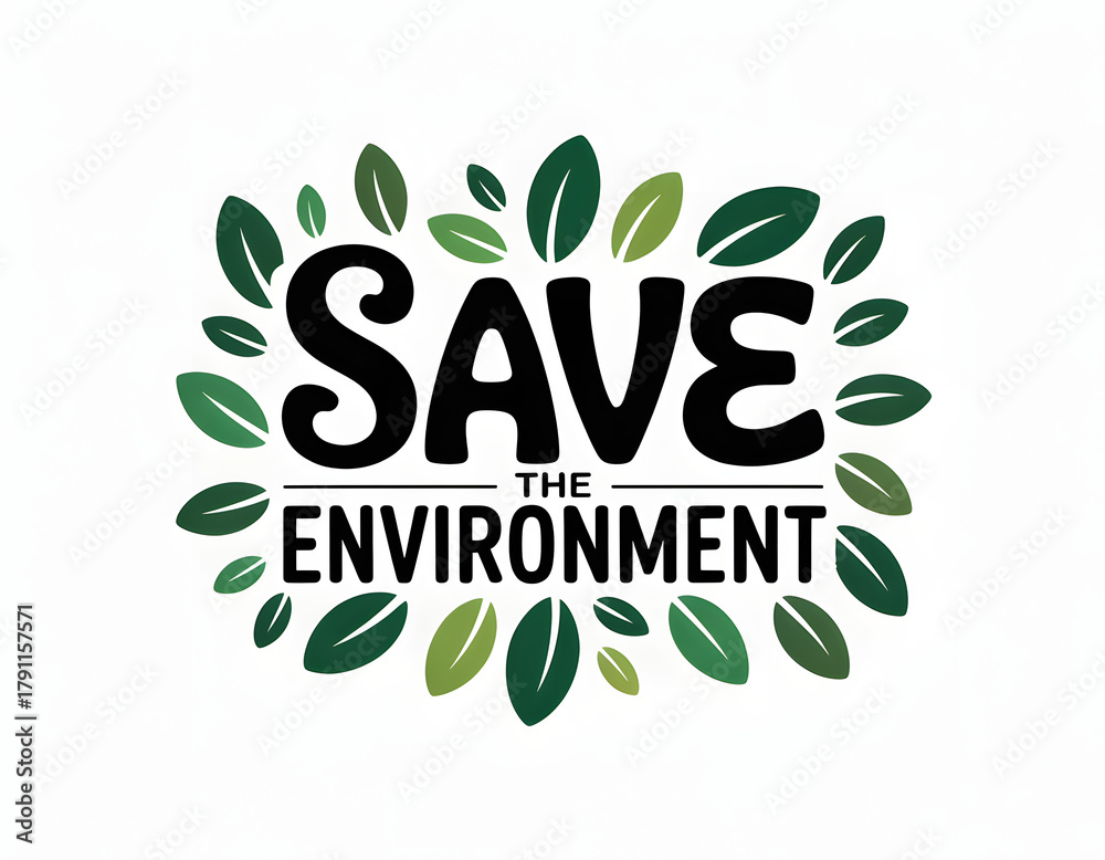 Fototapeta premium environmental protection slogan save the environment typography design