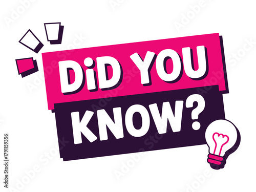 Bright light bulb illuminates the words "Did You Know?" suggesting a concept or idea.