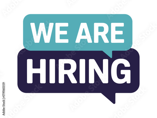 We are hiring message shown in speech bubbles, representing recruitment and job opportunities.