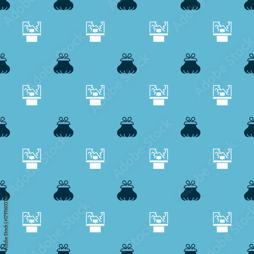 Set Wallet and Broken window on seamless pattern. Vector
