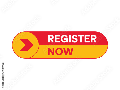 A brightly colored banner with the words 'Register Now' and an arrow icon signals a call to action.