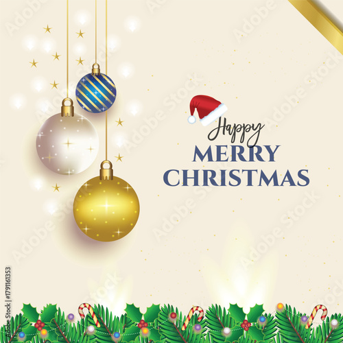 christmas greeting card with christmas balls