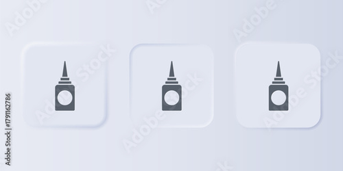 Grey Bottle nasal spray icon isolated on grey background. Set icons in square buttons. Vector