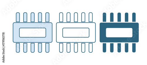 Blue Computer processor with microcircuits CPU icon isolated on white background. Chip or cpu with circuit board. Micro processor. Vector