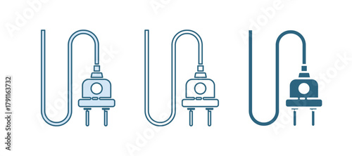 Blue Electric plug icon isolated on white background. Concept of connection and disconnection of the electricity. Vector