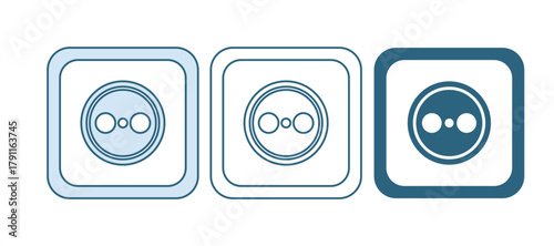 Blue Electrical outlet icon isolated on white background. Power socket. Rosette symbol. Vector