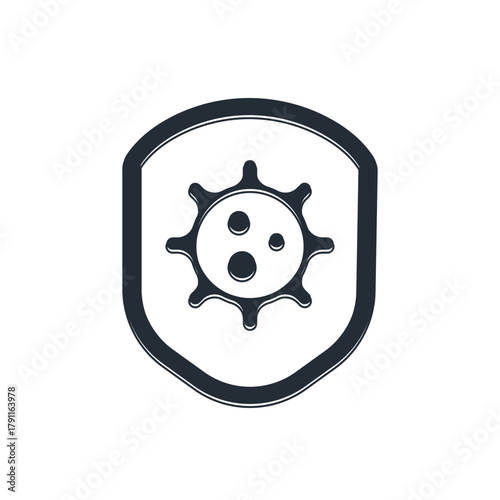 Black Shield protecting from virus, germs and bacteria icon isolated on white background. Immune system concept. Corona virus 2019-nCoV. Vector