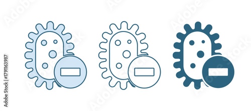 Blue Negative virus icon isolated on white background. Corona virus 2019-nCoV. Bacteria and germs, cell cancer, microbe, fungi. Vector