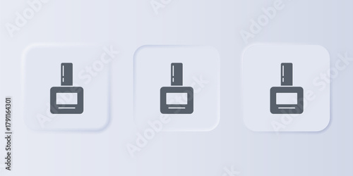 Grey Nail polish bottle icon isolated on grey background. Set icons in square buttons. Vector