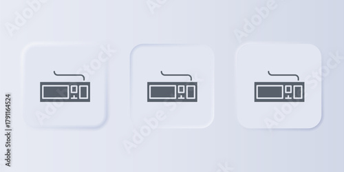 Grey Computer keyboard icon isolated on grey background. PC component sign. Set icons in square buttons. Vector