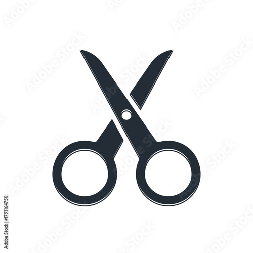 Black Scissors icon isolated on white background. Cutting tool sign. Vector