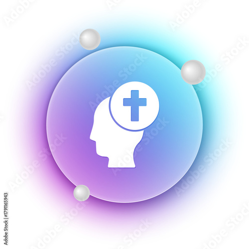 White Man graves funeral sorrow icon isolated on white background. The emotion of grief, sadness, sorrow, death. Blue and purple gradient circle background. Vector