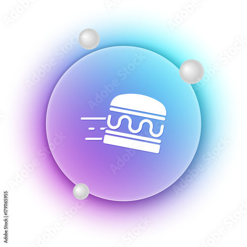 White Online ordering and burger delivery icon isolated on white background. Blue and purple gradient circle background. Vector
