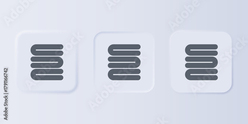Grey Towel stack icon isolated on grey background. Set icons in square buttons. Vector