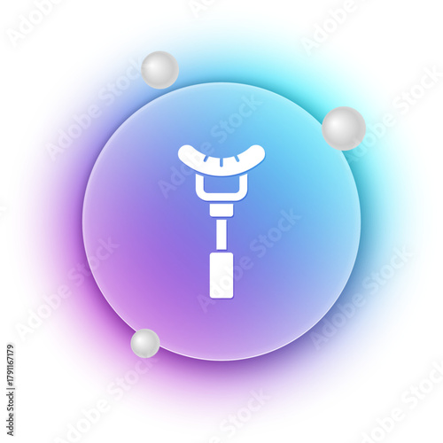 White Sausage on the fork icon isolated on white background. Grilled sausage and aroma sign. Blue and purple gradient circle background. Vector