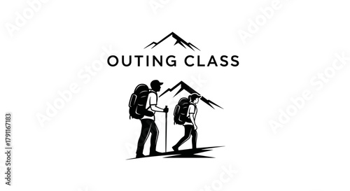 Outing Class logo with two hikers and a mountain range in the background.