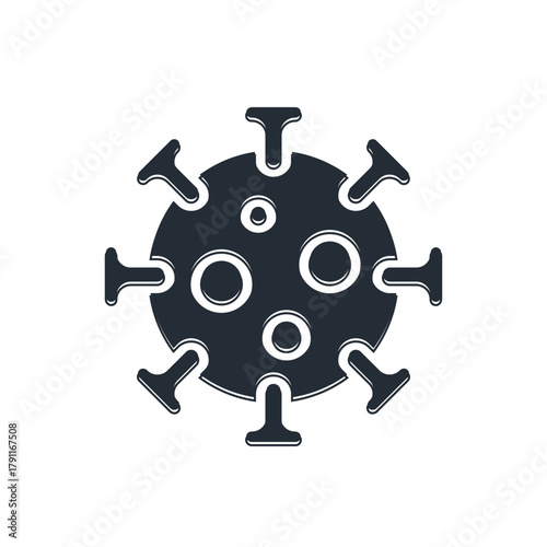 Black Virus icon isolated on white background. Corona virus 2019-nCoV. Bacteria and germs, cell cancer, microbe, fungi. Vector