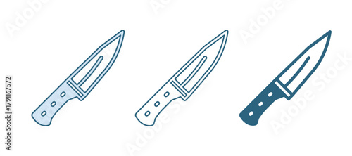 Blue Meat chopper icon isolated on white background. Butcher knife. Kitchen knife for meat. Butcher knife. Vector