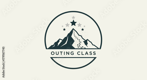 Outing Class logo featuring a mountain peak with stars above, enclosed in a circle.