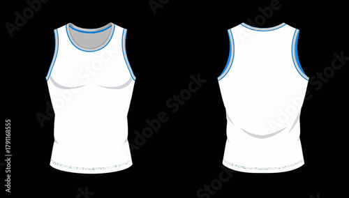 Compression Tank Top Technical Flat with Contrast Binding, Gym Activewear Mockup