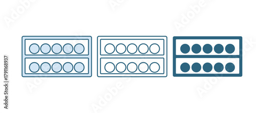 Blue Billiard balls on a stand icon isolated on white background. Billiard balls on a shelf. Vector
