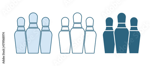 Blue Bowling pin icon isolated on white background. Vector