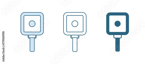 Blue Frying pan icon isolated on white background. Fry or roast food symbol. Vector