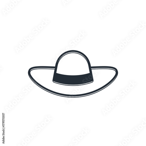 Black Elegant women hat icon isolated on white background. Vector