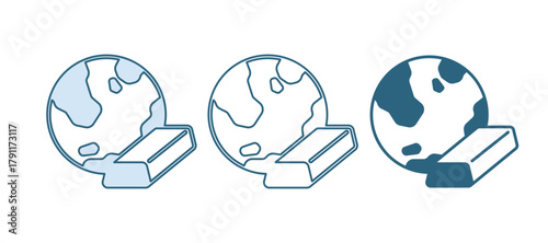 Blue Gold bars icon isolated on white background. Banking business concept. Vector