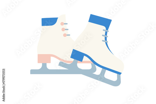Ice skates ready for an fun winter activity on a smooth rink in a chilly environment
