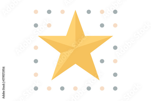 Bright geometric star design with colorful background dots creating a playful and modern aesthetic
