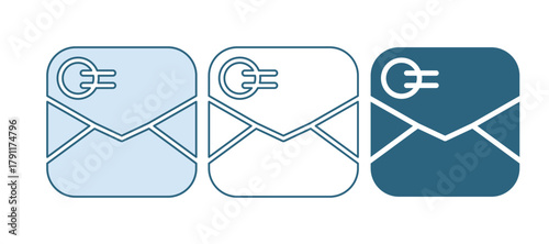 Blue Envelope with Valentine heart icon isolated on white background. Message love. Letter love and romance. Vector