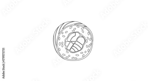 Illustration of a single sushi roll with visible filling details