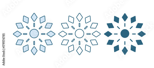 Blue Firework icon isolated on white background. Concept of fun party. Explosive pyrotechnic symbol. Vector